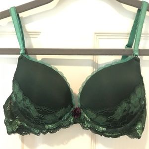 Dark green lace bra